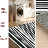Ultra Soft Area Rug, Non Slip, Stain Resistant, Washable Area Rugs for Living Room, Bedroom, Washable Braided Area Rug Black White Striped Design Patio Mat(Black)