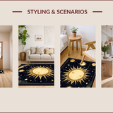 Ultra Soft Area Rug, Non Slip, Stain Resistant, Washable Area Rugs for Living Room, Bedroom, Celestial Moonlit Abstract Style(Gold)