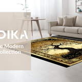 Ultra Soft Area Rug, Non Slip, Stain Resistant, Washable Area Rugs for Living Room, Bedroom, Elegant Low Pile Botanical Touch(Gold)