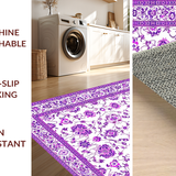 Ultra Soft Area Rug, Non Slip, Stain Resistant, Washable Area Rugs for Living Room, Bedroom, Rustic Purple Petal Motif(Purple)