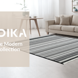 Ultra Soft Area Rug, Non Slip, Stain Resistant, Washable Area Rugs for Living Room, Bedroom, Luxe Classic Contrast Design(Black)
