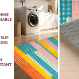 Ultra Soft Area Rug, Non Slip, Stain Resistant, Washable Area Rugs for Living Room, Bedroom, Eclectic Colorful Circular Textile Charm(Orange)