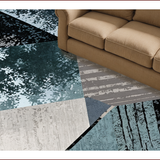Ultra Soft Area Rug, Non Slip, Stain Resistant, Washable Area Rugs for Living Room, Bedroom, Abstract Gray Geometric Living Room Plush Rug(Blue)