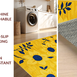 Ultra Soft Area Rug, Non Slip, Stain Resistant, Washable Area Rugs for Living Room, Bedroom, Dynamic Irregular Floral Statement(Yellow)
