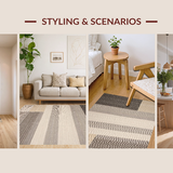 Ultra Soft Area Rug, Non Slip, Stain Resistant, Washable Area Rugs for Living Room, Bedroom, Refined Warm Tones Graphic Design(Beige)