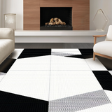 Ultra Soft Area Rug, Non Slip, Stain Resistant, Washable Area Rugs for Living Room, Bedroom, Sleek Minimalist Monochrome Accent(Black)