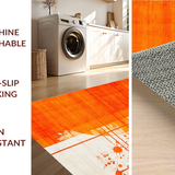 Ultra Soft Area Rug, Non Slip, Stain Resistant, Washable Area Rugs for Living Room, Bedroom, Bold Teal and Orange Geometric Fusion(Orange)
