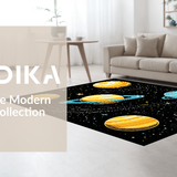 Ultra Soft Area Rug, Non Slip, Stain Resistant, Washable Area Rugs for Living Room, Bedroom, Lively Astronauts and Planets Concept(Orange)