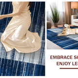 Ultra Soft Area Rug, Non Slip, Stain Resistant, Washable Area Rugs for Living Room, Bedroom, Serene Minimalist Soft Abstract Lines(Blue)