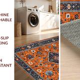 Ultra Soft Area Rug, Non Slip, Stain Resistant, Washable Area Rugs for Living Room, Bedroom, Bold Mediterranean Abstract Aesthetic(Orange)