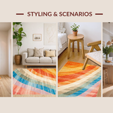 Ultra Soft Area Rug, Non Slip, Stain Resistant, Washable Area Rugs for Living Room, Bedroom, Modern Rustic Medallion Motif(Orange)