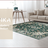 Ultra Soft Area Rug, Non Slip, Stain Resistant, Washable Area Rugs for Living Room, Bedroom, Vintage Floral Distressed Elegance(Green)