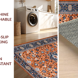Ultra Soft Area Rug, Non Slip, Stain Resistant, Washable Area Rugs for Living Room, Bedroom, Chic Retro Geometric Color Palette(Orange)