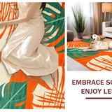 Ultra Soft Area Rug, Non Slip, Stain Resistant, Washable Area Rugs for Living Room, Bedroom, Elegant Geometric Leaf Arrangement(Orange)