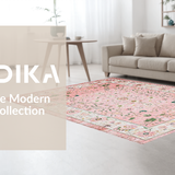 Ultra Soft Area Rug, Non Slip, Stain Resistant, Washable Area Rugs for Living Room, Bedroom, Bright Floral Harmony Composition(Pink)