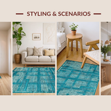 Ultra Soft Area Rug, Non Slip, Stain Resistant, Washable Area Rugs for Living Room, Bedroom, Teal Abstract Area Rug, Non-Slip(Blue)