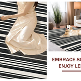 Ultra Soft Area Rug, Non Slip, Stain Resistant, Washable Area Rugs for Living Room, Bedroom, Graphic Dual-Tone Stripe with Evenly Spaced Parallel Lines in Classic Hues(Black)