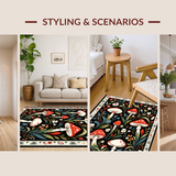 Ultra Soft Area Rug, Non Slip, Stain Resistant, Washable Area Rugs for Living Room, Bedroom, Sophisticated Abstract Nature Influence(Black)