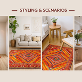 Ultra Soft Area Rug, Non Slip, Stain Resistant, Washable Area Rugs for Living Room, Bedroom, Artisan Reversible Textile Creation(Red)
