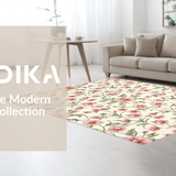 Ultra Soft Area Rug, Non Slip, Stain Resistant, Washable Area Rugs for Living Room, Bedroom, Serene Watercolor Floral Design(White)