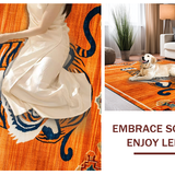 Ultra Soft Area Rug, Non Slip, Stain Resistant, Washable Area Rugs for Living Room, Bedroom, Whimsical Tibetan Style Floor Decor(Orange)