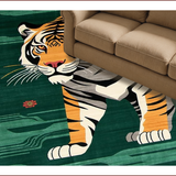 Ultra Soft Area Rug, Non Slip, Stain Resistant, Washable Area Rugs for Living Room, Bedroom, Vibrant Green Animal Motif(Brown)