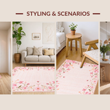 Ultra Soft Area Rug, Non Slip, Stain Resistant, Washable Area Rugs for Living Room, Bedroom, Vibrant Tropical Botanical Motif(Pink)