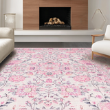 Ultra Soft Area Rug, Non Slip, Stain Resistant, Washable Area Rugs for Living Room, Bedroom, Delicate Petal Patterned Decor(Pink)