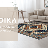 Ultra Soft Area Rug, Non Slip, Stain Resistant, Washable Area Rugs for Living Room, Bedroom, Chic Modern Medallion Pattern(Brown)
