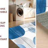 Ultra Soft Area Rug, Non Slip, Stain Resistant, Washable Area Rugs for Living Room, Bedroom, Modern Fuzzy Tiled Pattern(Blue)