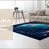 Ultra Soft Area Rug, Non Slip, Stain Resistant, Washable Area Rugs for Living Room, Bedroom, world map round(Blue)