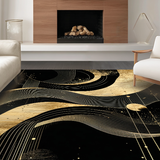 Ultra Soft Area Rug, Non Slip, Stain Resistant, Washable Area Rugs for Living Room, Bedroom, Chic Abstract Gold and Gray Convergence(Gold)