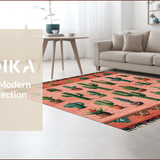 Ultra Soft Area Rug, Non Slip, Stain Resistant, Washable Area Rugs for Living Room, Bedroom, Cowgirl Chic Entryway Pastel Cactus Shaped Mat(Pink)