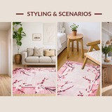 Ultra Soft Area Rug, Non Slip, Stain Resistant, Washable Area Rugs for Living Room, Bedroom, Lively Blossom Branch Visuals(Pink)