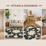 Ultra Soft Area Rug, Non Slip, Stain Resistant, Washable Area Rugs for Living Room, Bedroom, Striking Black and Cream Geometric Art(Black)