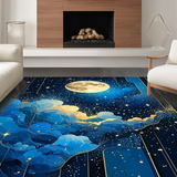 Ultra Soft Area Rug, Non Slip, Stain Resistant, Washable Area Rugs for Living Room, Bedroom, Bold Blue Space-Inspired Motif(Blue)