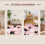 Ultra Soft Area Rug, Non Slip, Stain Resistant, Washable Area Rugs for Living Room, Bedroom, Modern Cute Cat Print Concept(Pink)