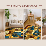 Ultra Soft Area Rug, Non Slip, Stain Resistant, Washable Area Rugs for Living Room, Bedroom, Artistic Bold Musician's Palette(Brown)