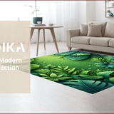 Ultra Soft Area Rug, Non Slip, Stain Resistant, Washable Area Rugs for Living Room, Bedroom, Green Leaf Plush Rug for Tropical Bedroom Decor(Green)