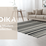 Ultra Soft Area Rug, Non Slip, Stain Resistant, Washable Area Rugs for Living Room, Bedroom, Chic Rhythm Stripe Rug with Dynamic Monochrome Bands and Artistic Linear Pattern(Black)