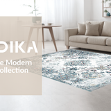 Ultra Soft Area Rug, Non Slip, Stain Resistant, Washable Area Rugs for Living Room, Bedroom, Unique Gray Medallion Aesthetic(White)