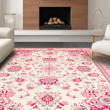 Ultra Soft Area Rug, Non Slip, Stain Resistant, Washable Area Rugs for Living Room, Bedroom, Contemporary Soft Floral Touch(Ivory)