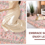 Ultra Soft Area Rug, Non Slip, Stain Resistant, Washable Area Rugs for Living Room, Bedroom, Whimsical Nature-Inspired Floral Design(Pink)