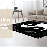 Ultra Soft Area Rug, Non Slip, Stain Resistant, Washable Area Rugs for Living Room, Bedroom, Charming Cat-Inspired Yin Yang Design(Black)