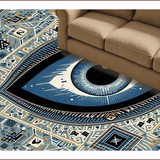 Ultra Soft Area Rug, Non Slip, Stain Resistant, Washable Area Rugs for Living Room, Bedroom, Evil Eye Ethnic Motif Accent(Blue)
