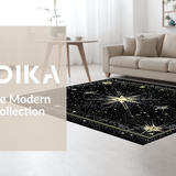 Ultra Soft Area Rug, Non Slip, Stain Resistant, Washable Area Rugs for Living Room, Bedroom, Sleek Astro-Inspired Geometric Elements(Black)