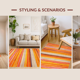 Ultra Soft Area Rug, Non Slip, Stain Resistant, Washable Area Rugs for Living Room, Bedroom, Chic Minimalist Tapestry Vibe(Orange)