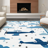 Ultra Soft Area Rug, Non Slip, Stain Resistant, Washable Area Rugs for Living Room, Bedroom, Sky-themed Cartoon Animal Parade(Blue)