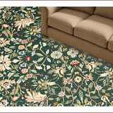 Ultra Soft Area Rug, Non Slip, Stain Resistant, Washable Area Rugs for Living Room, Bedroom, Elegant Rustic Leafy Design(Green)