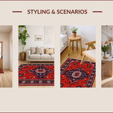 Ultra Soft Area Rug, Non Slip, Stain Resistant, Washable Area Rugs for Living Room, Bedroom, Red Vintage Boho Entryway Non-Slip Carpet(Red)